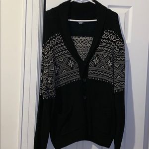 Men’s black and white Cardigan sweater